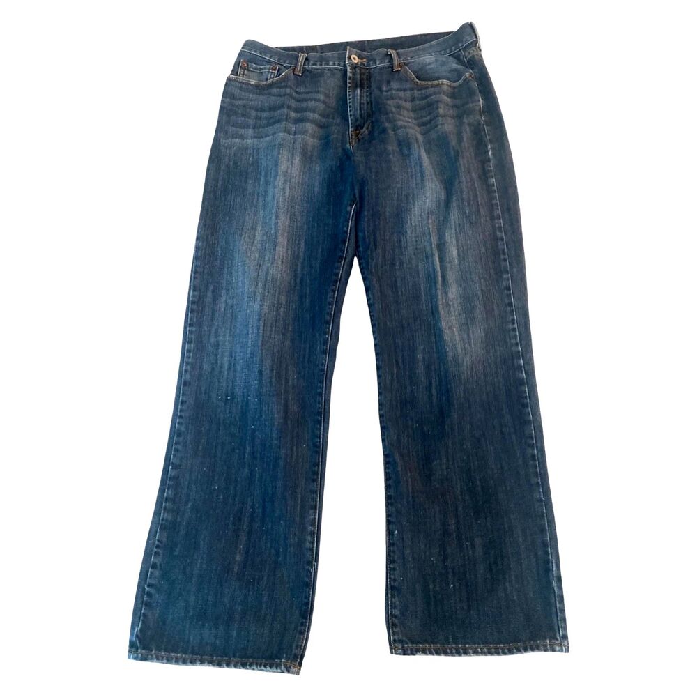 Lucky Brand 181 Relaxed Men's Jeans 38/31 Straight Medium Dark Wash Splatter